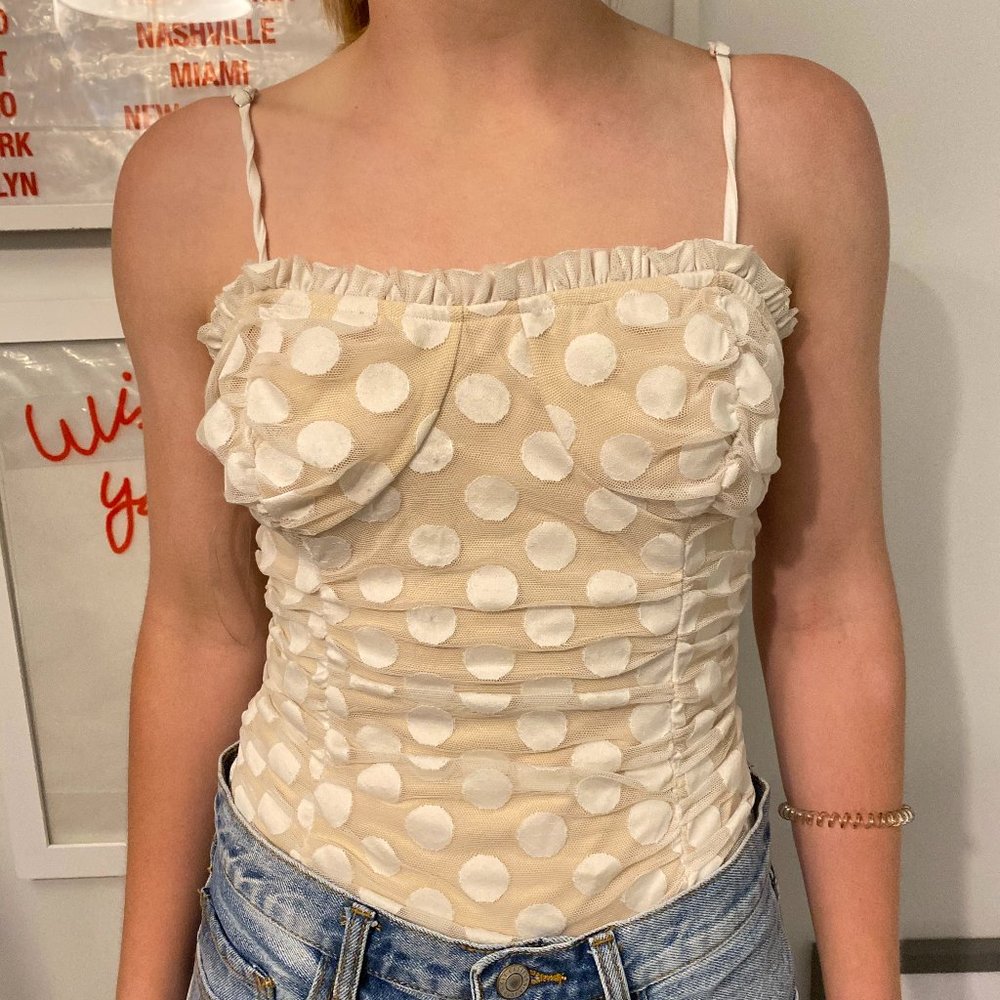 Polka Dot White and Cream Bodysuit
